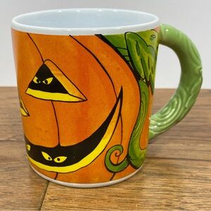 Vintage 1994 Dakin Jack o lantern pumpkin Halloween Orange & Green Ceramic Mug